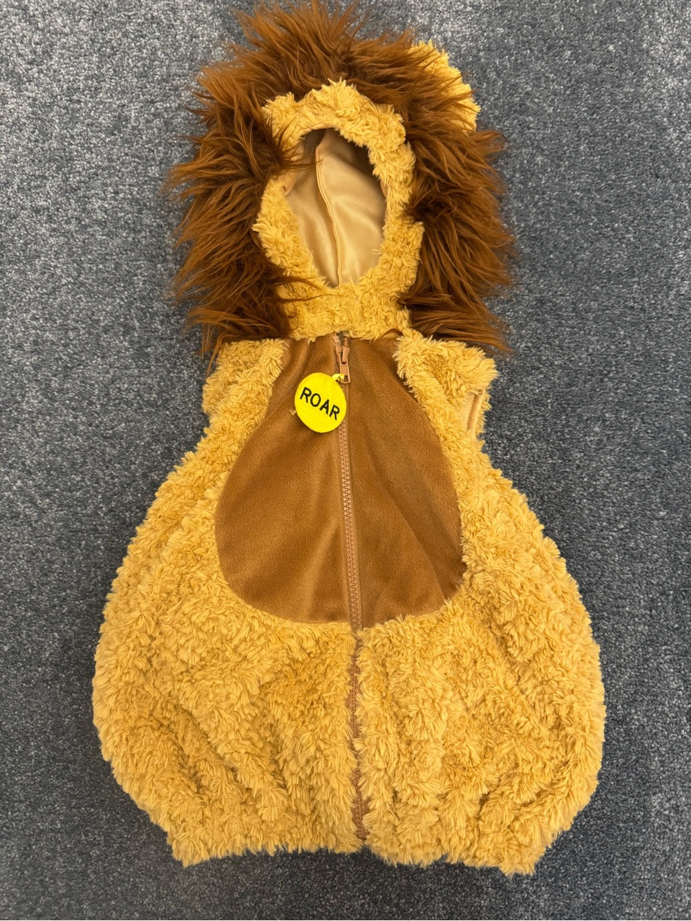 Kids Lion Costume Hooded Vest - Gold Faux Fur